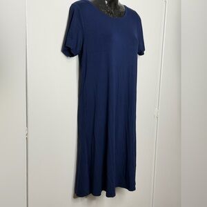 St. John's Bay Navy Short-Sleeve Midi Shift Women Dress Size S - NWT